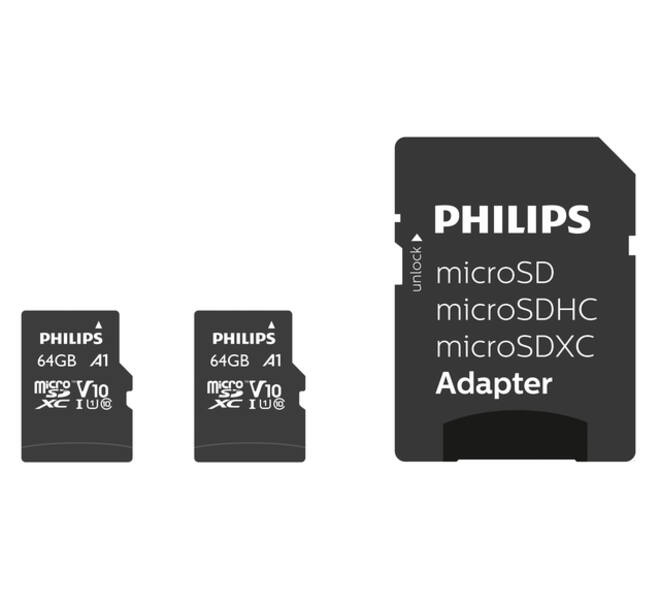 Geheugenkaart Philips micro SDXC Class 10 UHS-I U1 64GB 2 stuks