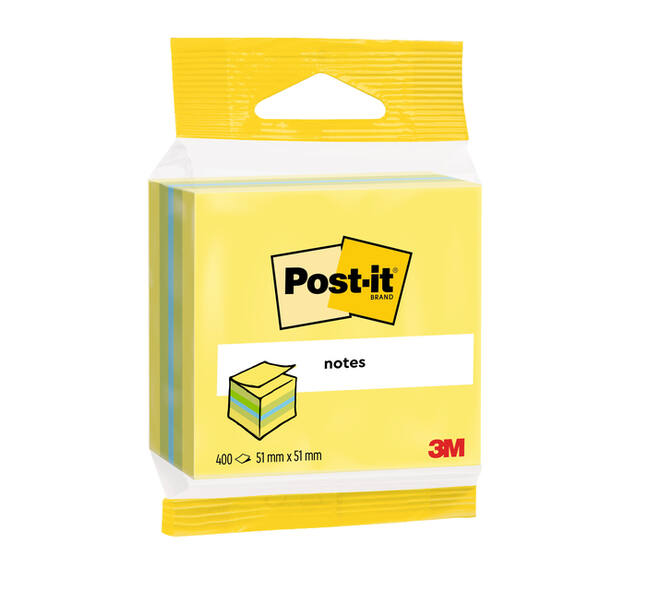 Memoblok 3M Post-it 2012L 51x51mm kubus ass kleur 400 vel