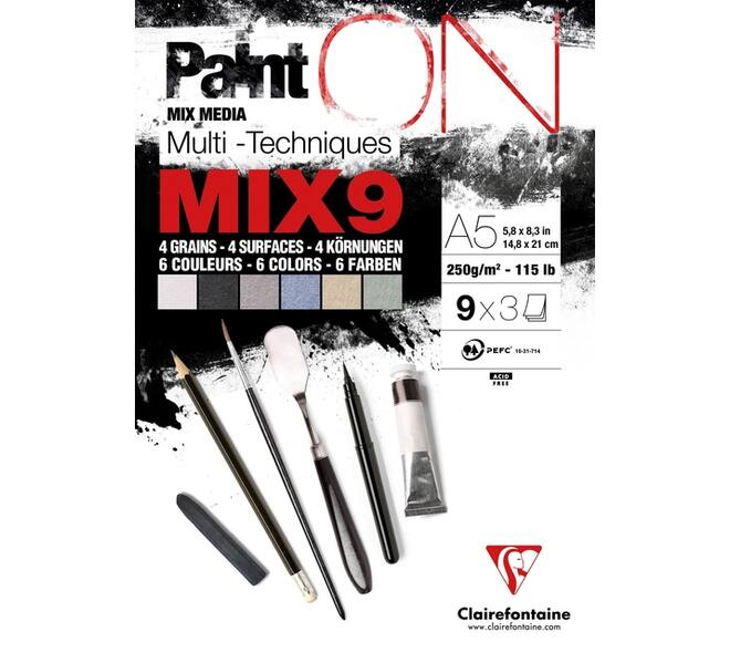 Mix Media Papier Clairefontaine A5 Paint On 27 vel 250gram assorti