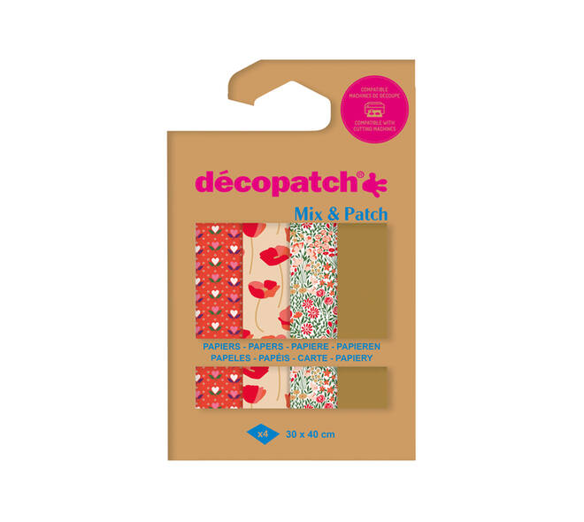 Hobbypapier Décopatch 30x40cm set à 4 vel thema Love is in the Meadow