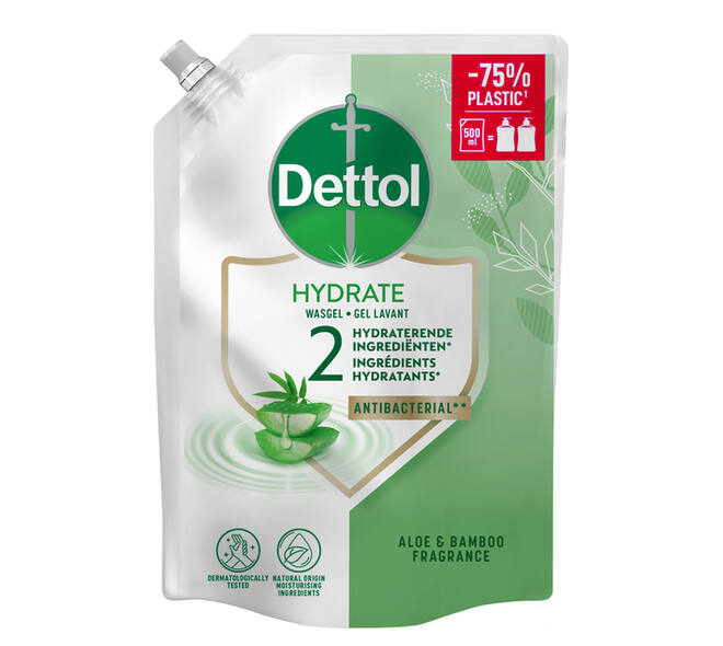 Handzeep Dettol Hydrating Aloe Vera antibacterieël 500ml refill