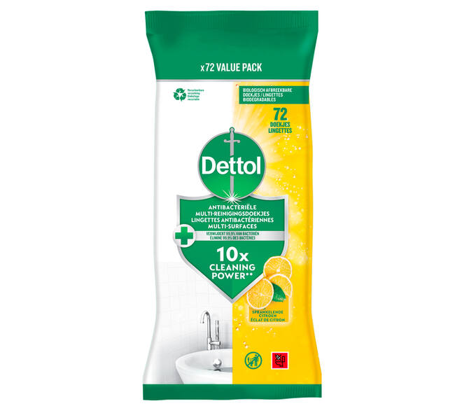 Reinigingsdoekjes Dettol antibacterieël Citrus 72 stuks
