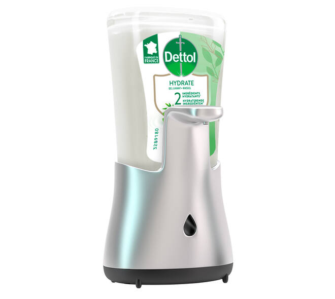 Handzeepdispenser Dettol Hydrating No Touch Kit met zeep 250ml