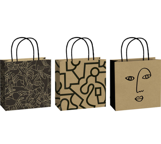 Cadeautasjes Stewo Mindful 20x20x8cm set à 3 desins