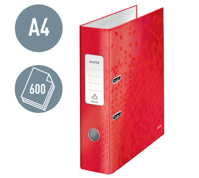 Ordner Leitz WOW 180 gelamineerd 80mm A4 rood
