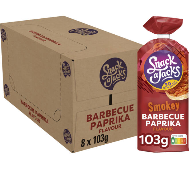 Rijstwafel Snack-a-Jacks BBQ paprika pak 103 gram
