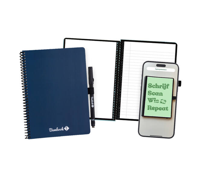 Notitieboek Bambook Original Navy A5 lijn 40 pagina's uitwisbaar