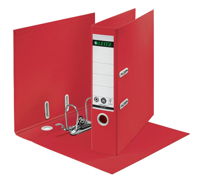 Ordner Leitz Recycle 180° 80mm karton A4 rood