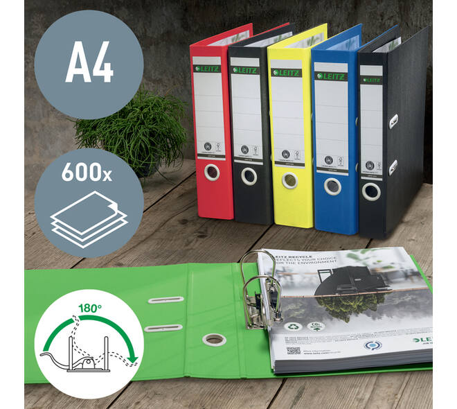 Ordner Leitz Recycle 180° 80mm karton A4 groen