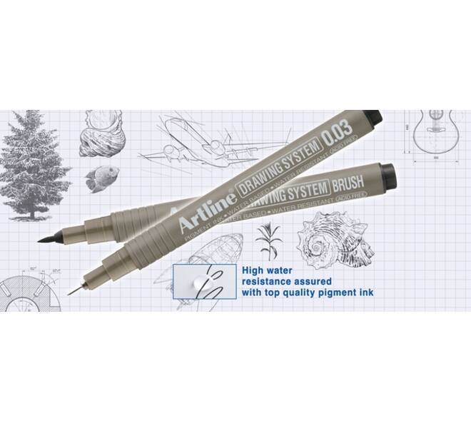 Fineliner Artline technisch brush zwart