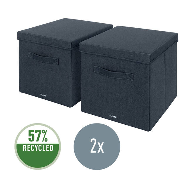 Opbergdoos Leitz gestoffeerd met deksel 330x325x380mm grijs 2 st