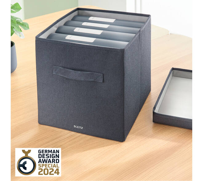 Opbergdoos Leitz gestoffeerd met deksel 330x325x380mm grijs 2 st