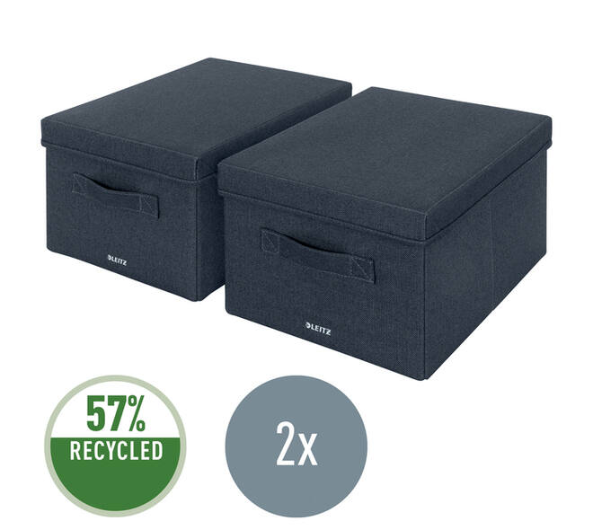 Opbergdoos Leitz gestoffeerd met deksel 285x203x380mm grijs 2 st