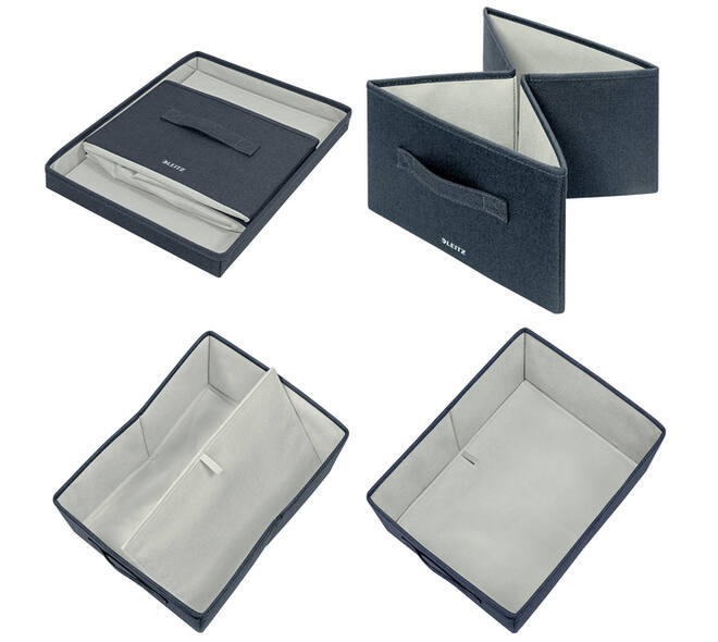 Opbergdoos Leitz gestoffeerd met deksel 285x203x380mm grijs 2 st