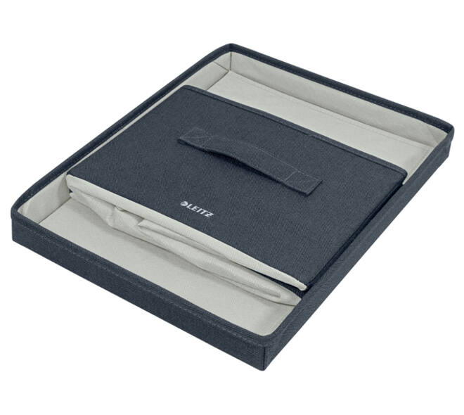 Opbergdoos Leitz gestoffeerd met deksel 285x203x380mm grijs 2 st