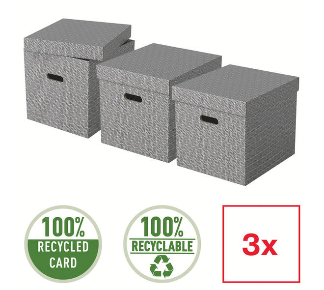Opbergdoos Esselte home kubus 320x315x365mm grijs 3 stuks