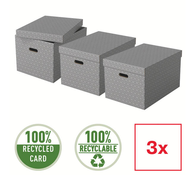 Opbergdoos Esselte home groot 355x305x510mm grijs 3 stuks