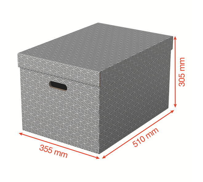 Opbergdoos Esselte home groot 355x305x510mm grijs 3 stuks