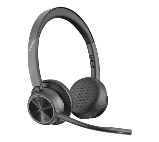 Headset HP POLY Voyager 4320-M met BT700 dongle en oplaadstatief