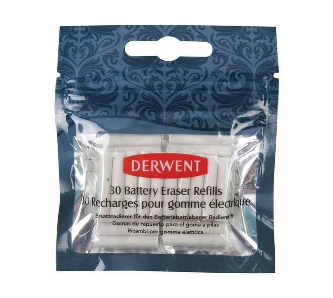 Navulling Derwent gum op batterijen 30 stuks wit