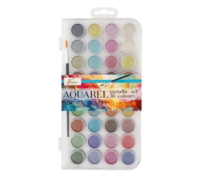 Aquarelverf Nassau fine art doos à 36 metalic napjes