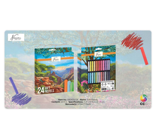 Pastelkrijt Nassau fine art zacht blister 24 stuks assorti