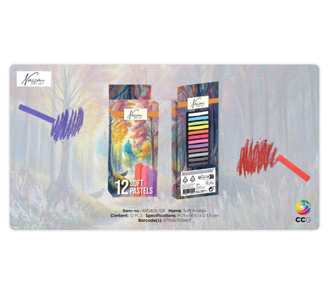 Pastelkrijt Nassau fine art zacht blister 12 stuks assorti