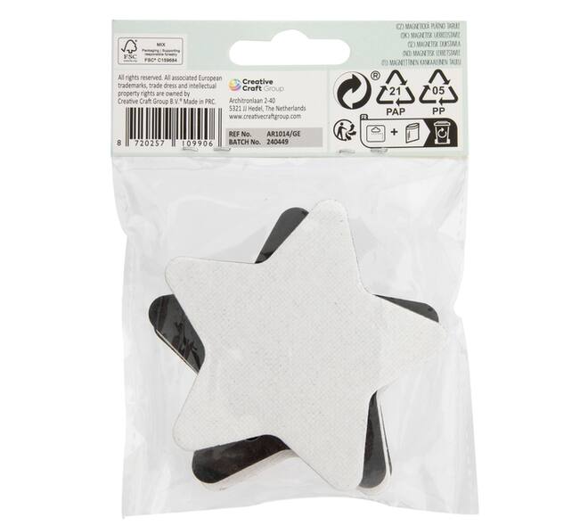 Canvas Nassau fine art ster en bloem 7,5cm magnetisch 4 stuks
