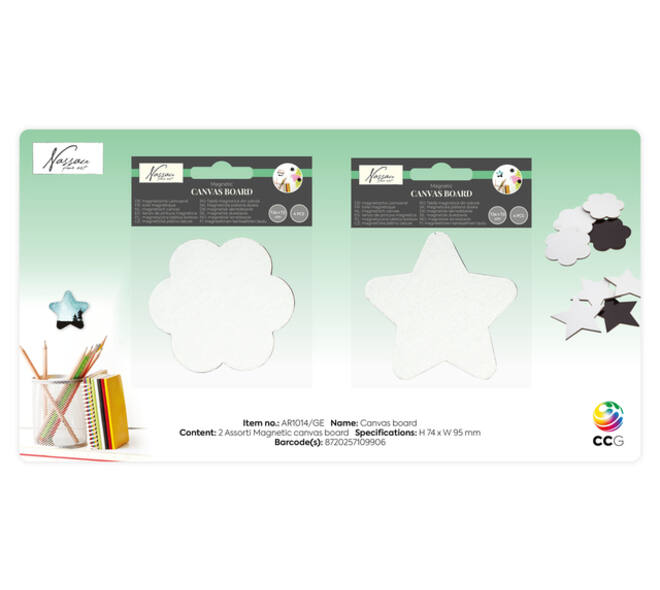 Canvas Nassau fine art ster en bloem 7,5cm magnetisch 4 stuks