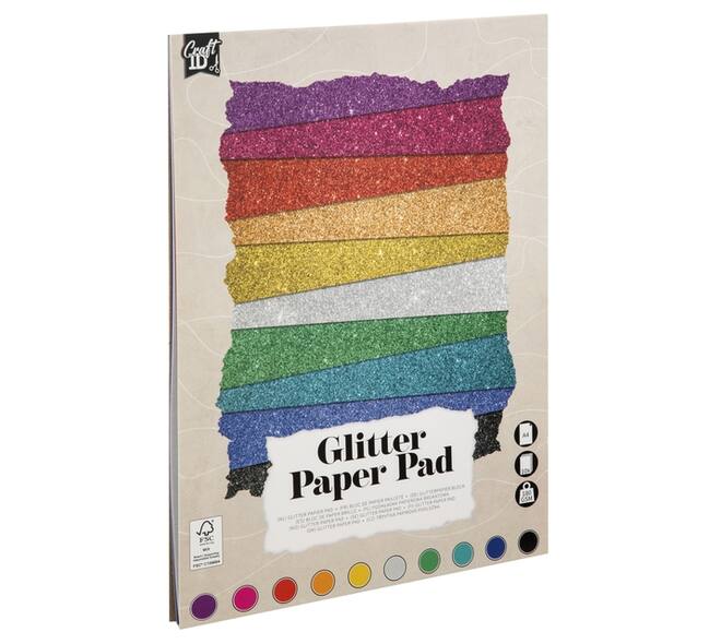 Hobbykarton CarftID glitter 24x34cm 180gr 10 vel 10 kleuren