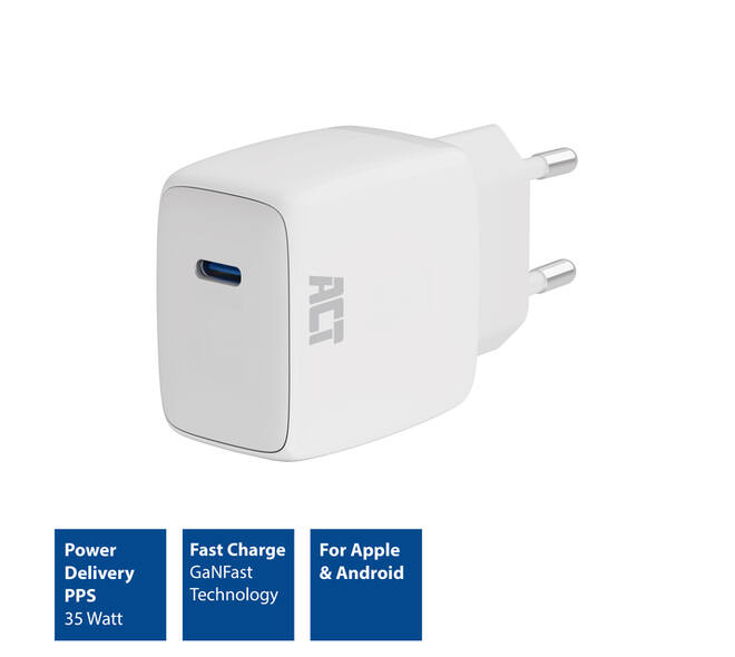 Oplader ACT 35w 1-poort usb c wit