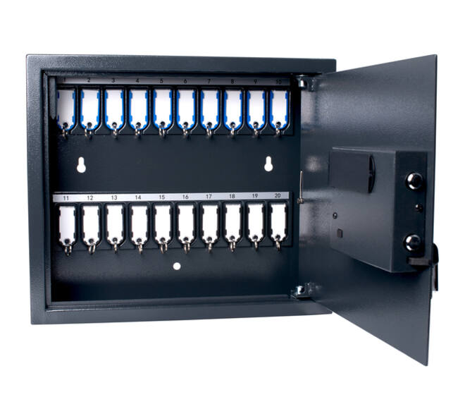 Sleutelkast Pavo High security Magnettag met fingerprintslot 20 haken 350x410x100mm