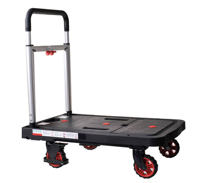 Transportkar Pavo platform trolley inklapbaar 137kg zwart