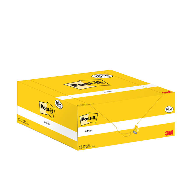 Memoblok 3M Post-it 653-CY 38x51mm geel voordeelpak