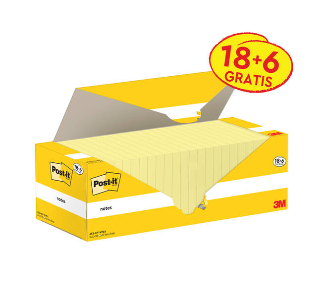 Memoblok 3M Post-it 655-CY 76x127mm geel voordeelpak