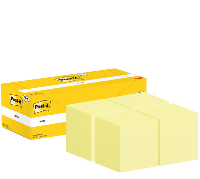 Memoblok 3M Post-it 654-CY 76x76mm geel voordeelpak