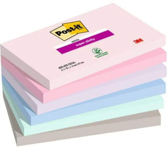 Memoblok 3M Post-it 655-6SS Super Sticky 76x127mm SOUL 6 stuks