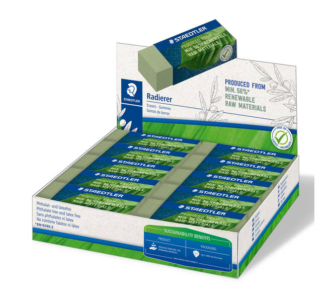 Gum Staedtler Eco 52680 65x23x10mm olijfgroen 20 stuks