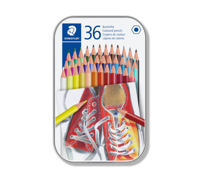 Kleurpotlood Staedtler 175 6kantig assorti blik à 36 kleuren