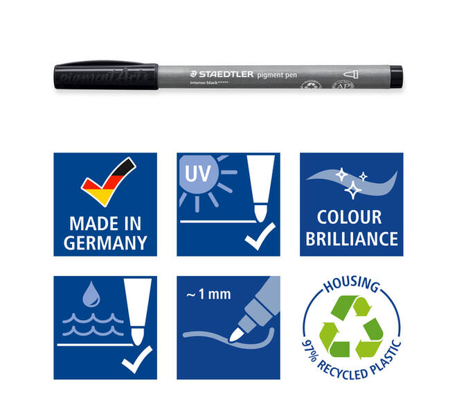 Fijnschrijver Staedtler PigmentArts Intens zwart