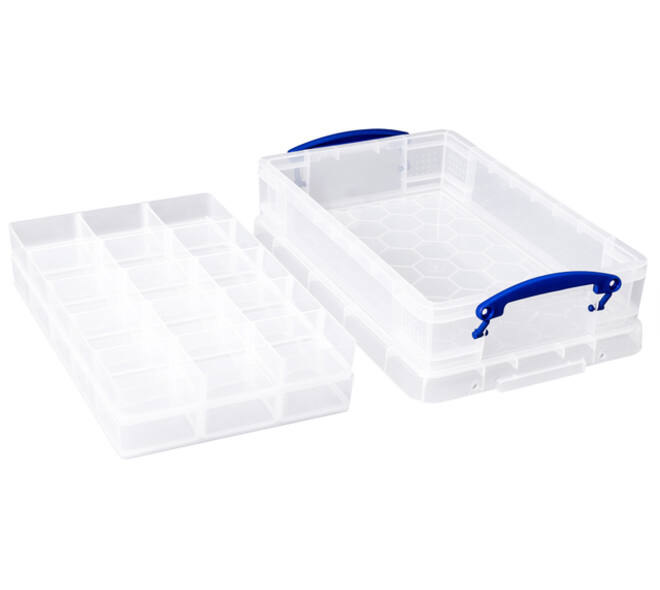 Opbergbox Really Useful 4 liter 30 vakken 395x255x88mm transparant wit