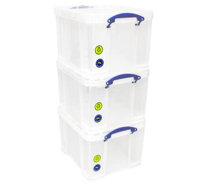 Opbergbox Really Useful 35 liter pak 3 dozen 480x390x310mm transparant wit