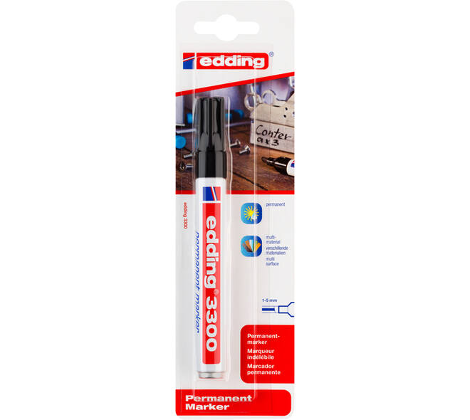 Viltstift edding 3300 schuin 1-5mm zwart blister à 1 stuk
