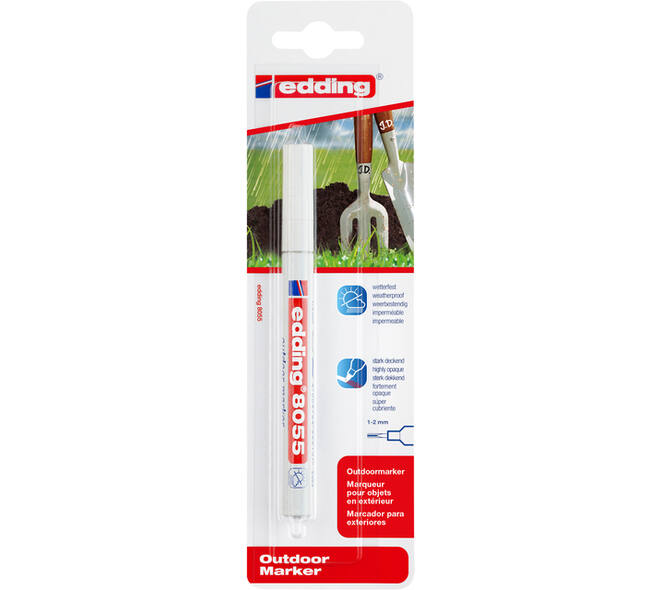 Viltstift edding 8055 outdoor 1-2mm wit blister à 1 stuk