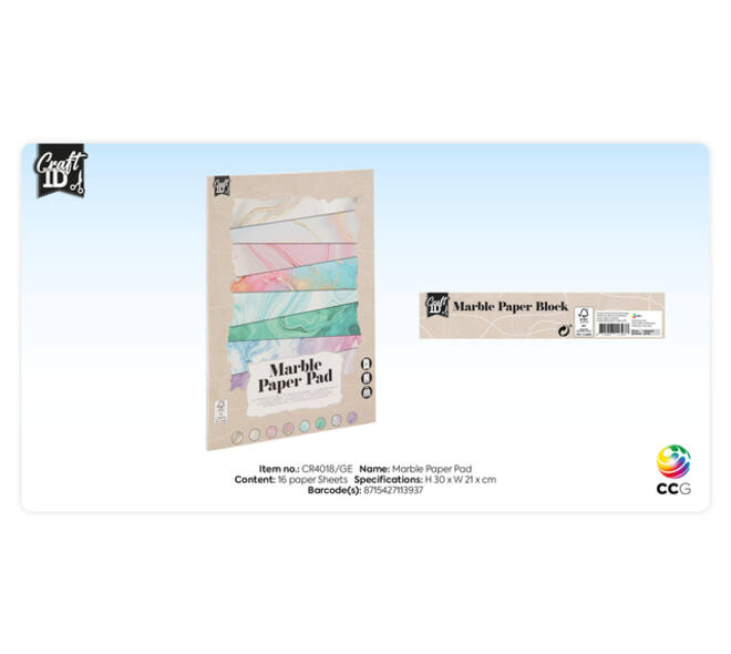 Hobbykarton CraftID A4 175gr marmer 16 vel
