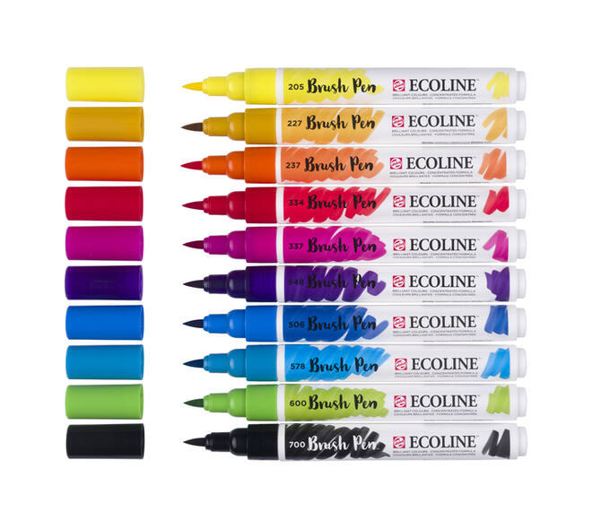 Brushpen Talens Ecoline set à 10 stuks primair