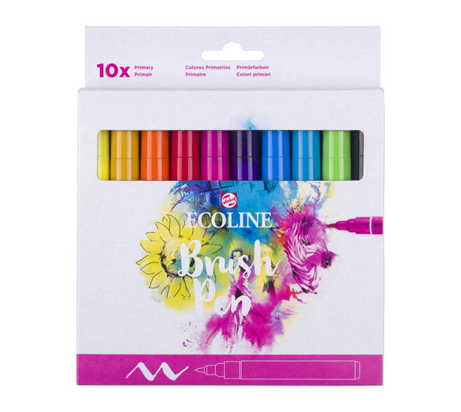 Brushpen Talens Ecoline set à 10 stuks primair