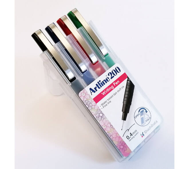 Fineliner Artline 200 rond fijn asssorti 4 stuks