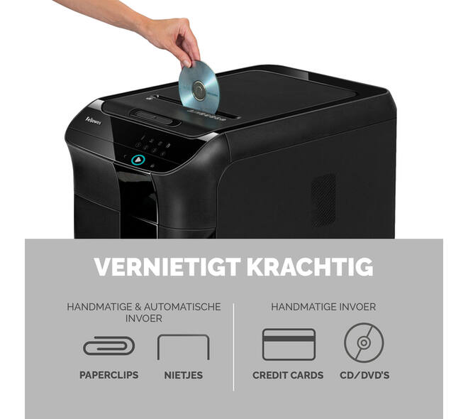 Papiervernietiger Fellowes Automax 450C snippers 4x38mm zwart
