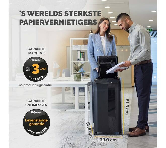 Papiervernietiger Fellowes Automax 450C snippers 4x38mm zwart